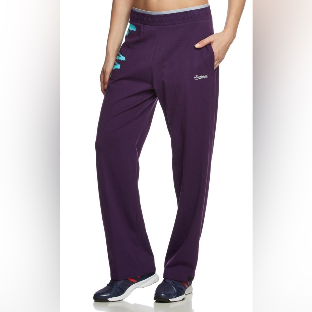 Deep Purple Track Pants with Elastic Waistband and Logo